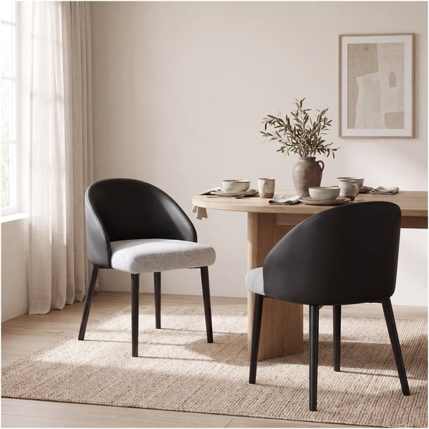 Juego De 2 Sillas Isadora Comedor Tela Pu Con Patas De Acero