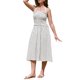thumbnail image 2 of INSPIRE CHIC Vestido Midi de Mujer con Cuello Halter Verano Cintura Fruncida Vestido de Rayas para Playa y Vacaciones XS Blanco, 2 of 6