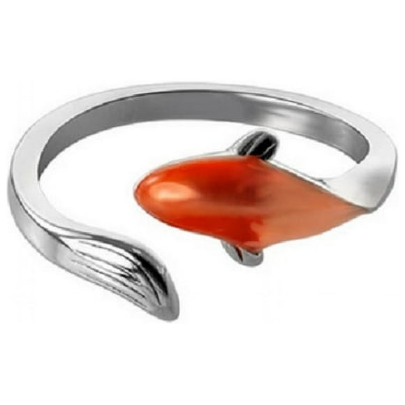 Anillo Ajustable Pez Naranja Mar Plata 925 Amor Al Mar Love