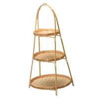 Magideal - Bandejas Para Servir, Decoración De Cesta De Frutas Tejida A Mano, Cesta De Comida, Organizador De Cocina, Cesta De Frutas De Bambú, Organizador Para 3 Capas