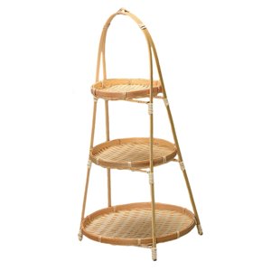 Magideal - Bandejas Para Servir, Decoración De Cesta De Frutas Tejida A Mano, Cesta De Comida, Organizador De Cocina, Cesta De Frutas De Bambú, Organizador Para 3 Capas