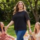 thumbnail image 2 of Agnes Orinda Blusa de Mujer Talla Grande con Lunares Suizos Cuello Redondo Manga con Volantes Camiseta Casual 1X Negro, 2 of 8