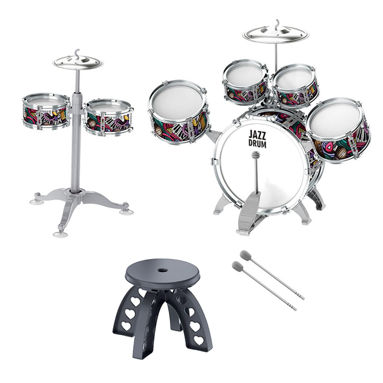 Magideal - Juego De Batería Para Niños Principiantes, Juguete De Desarrollo, Juguete Sensorial Educativo Con Taburete Para Niños Y Niñas, Guardería, Concierto , Estilo A