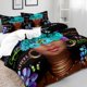 thumbnail image 3 of 3PCS Sexy Black Girl Duvet Cover Queen Set Pink Bag High Heels Get Naked Inspirational Quotes African American Bedding Set, 3 of 5