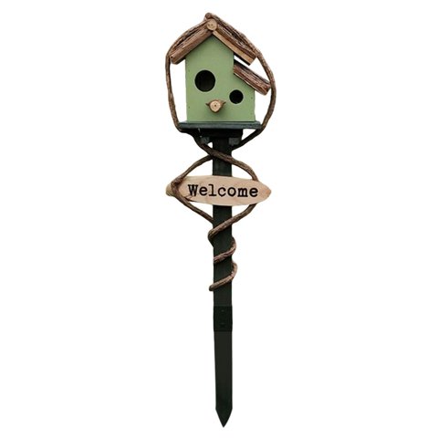 Ioensy - Estacas Para Casa De Pájaros, Pintadas A Mano, Estilo Granja, Resistentes A La Intemperie, Para Patio, Verde