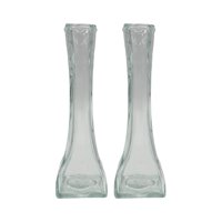 Fliperex - Set 2 Floreros Decorativos De Vidrio Pequeño Transparente Blanco