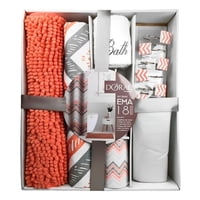 Set De Baño Ema 18 Piezas / Coral Lineas Diagonales Coral Gris – Doral