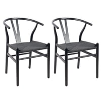 Novahus - Pack 2 Sillas Comedor Wishbone Negra