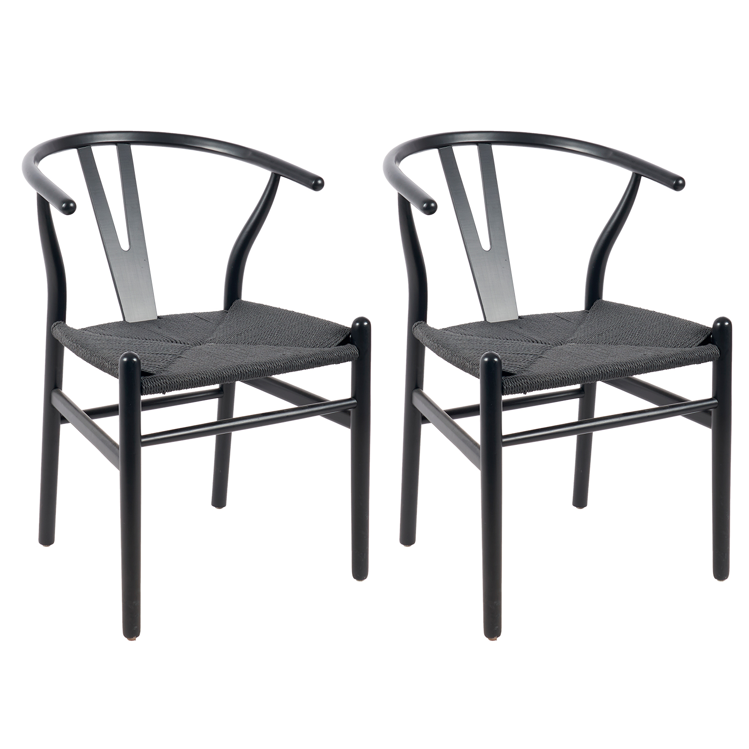 Novahus - Pack 2 Sillas Comedor Wishbone Negra