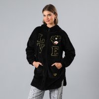 Poleron Coralfleece Con Gorro Flores Mujer 33735-2