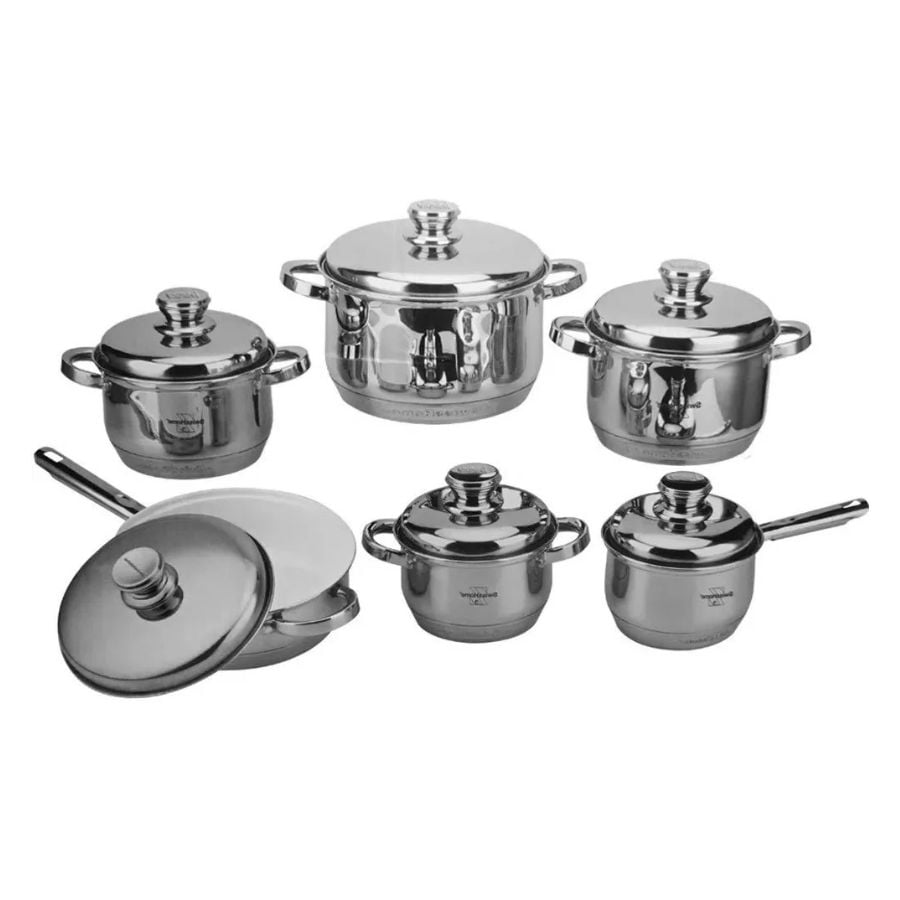 Click Ventas - Juego Set De Ollas Swiss Home 12 Piezas Acero Inoxidable
