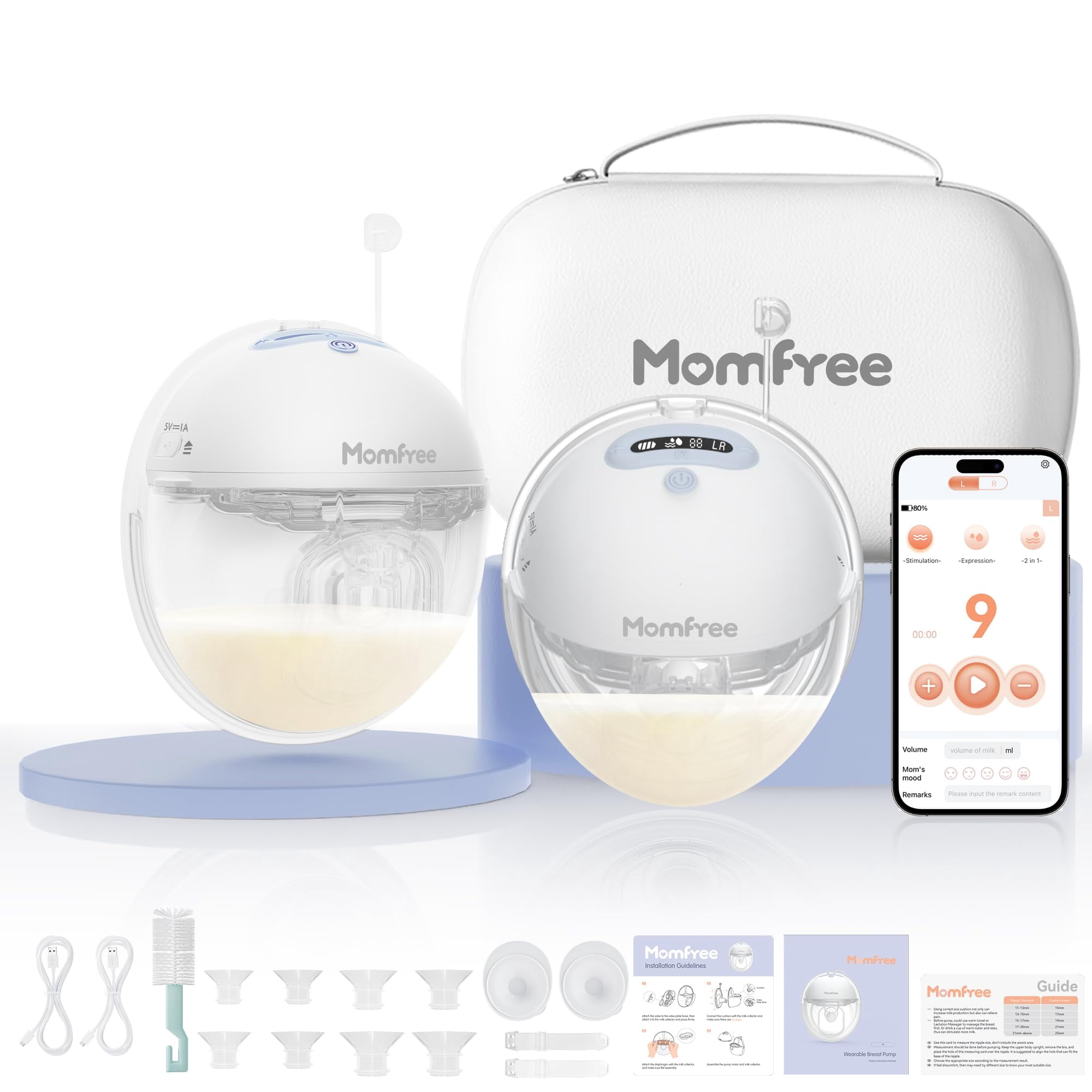 Extractor De Leche Doble Portátil Momfree 3 Modos 9 Niveles