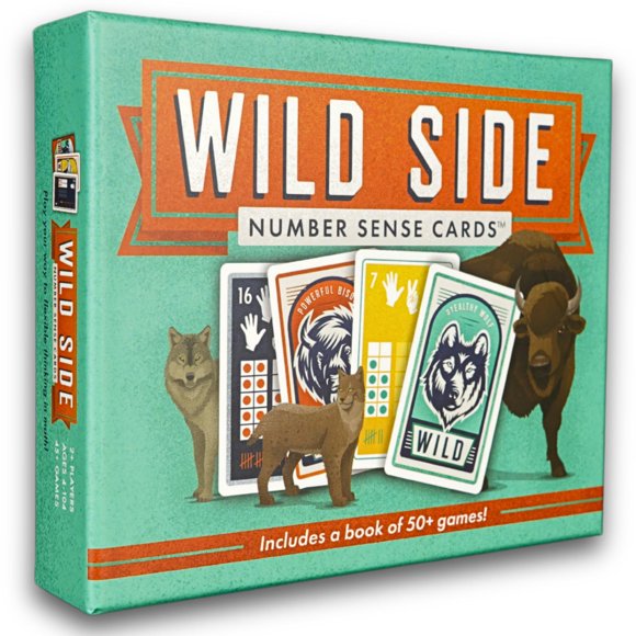 Math Deck Wild Side Number Sense Cards, más de 50 juegos para niños de 4 a 14 años