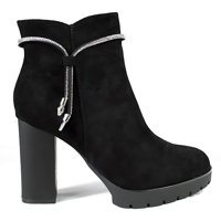 Megabazar Spa - Botin Mujer Taco Alto Gamuza 08 Yassne Negro