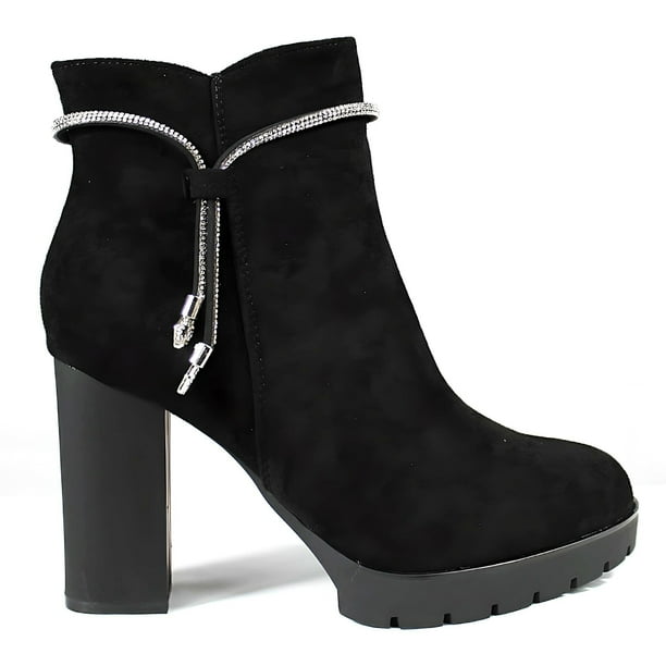 Botin Mujer Taco Alto Gamuza 08 Yassne Negro
