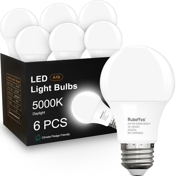 Bombilla LED Ruboffcs A19 9W 5000K (6 unidades)