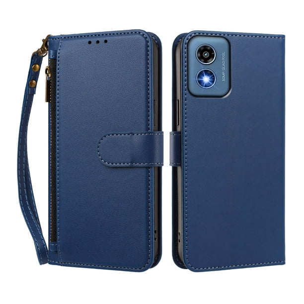 Funda Tipo Billetera para Motorola Moto G Play 5G 2024 con Soporte y Bolsillo con Cierre Azul profundo