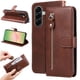 thumbnail image 1 of Funda tipo cartera para Samsung Galaxy A57 5G con bolsillo con cremallera y ranuras para tarjetas – Función de soporte Marrón, 1 of 5
