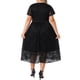 thumbnail image 2 of Vestidos de Encaje Floral de Talla Grande para Mujer de Agnes Orinda, Doble Capa, Imitación de Envoltura, Cuello en V, Manga Corta, Fluidos, Cóctel, Midi, Línea A, 1X Negro, 2 of 8