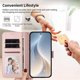 thumbnail image 4 of Funda de Cuero Tipo Billetera para Samsung Galaxy A56 5G 6.7", con Tarjetero, Correa para Muñeca, Soporte a Prueba de Golpes con Relieve de Patrón Feliz, Rosa, para Galaxy A56 (5G), 4 of 8
