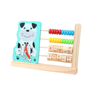 Magideal - Reloj De Aprendizaje Juguete De Matemáticas Juguetes Montessori Herramienta De Enseñanza De Matemáticas Dibujos Animados Madera Habilidades Motoras Perro
