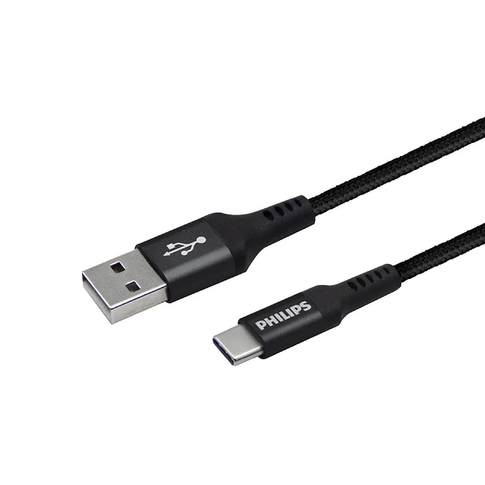 Cable Trenzado Usb-a A Usb-c Philips Dlc5206a Negro