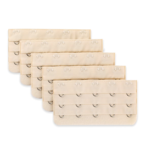 INSPIRE CHIC Extensión de Sujetador para Mujeres con 3 Filas y 5 Ganchos 5 Piezas Beige
