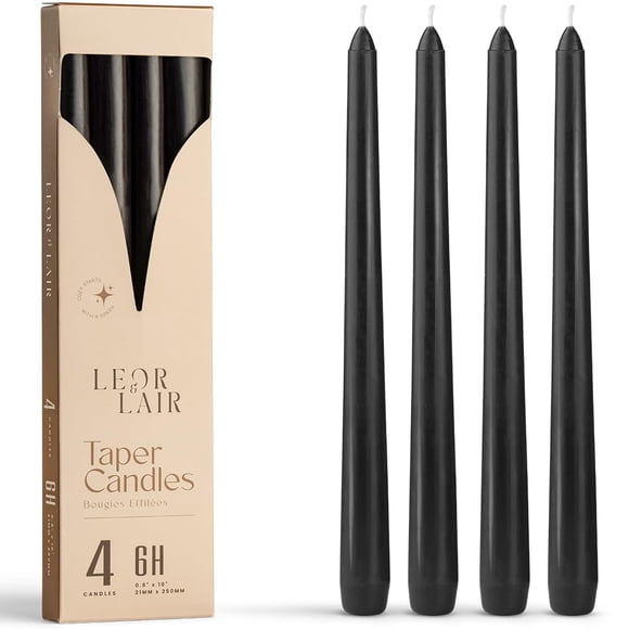 Velas tipo pilar negras Leor & Lair 25 cm, pack de 4