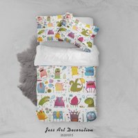 Milsleep - 3D Cartoon Animal Monsters Pattern Quilt Cover Set Bedding Set Duvet Cover