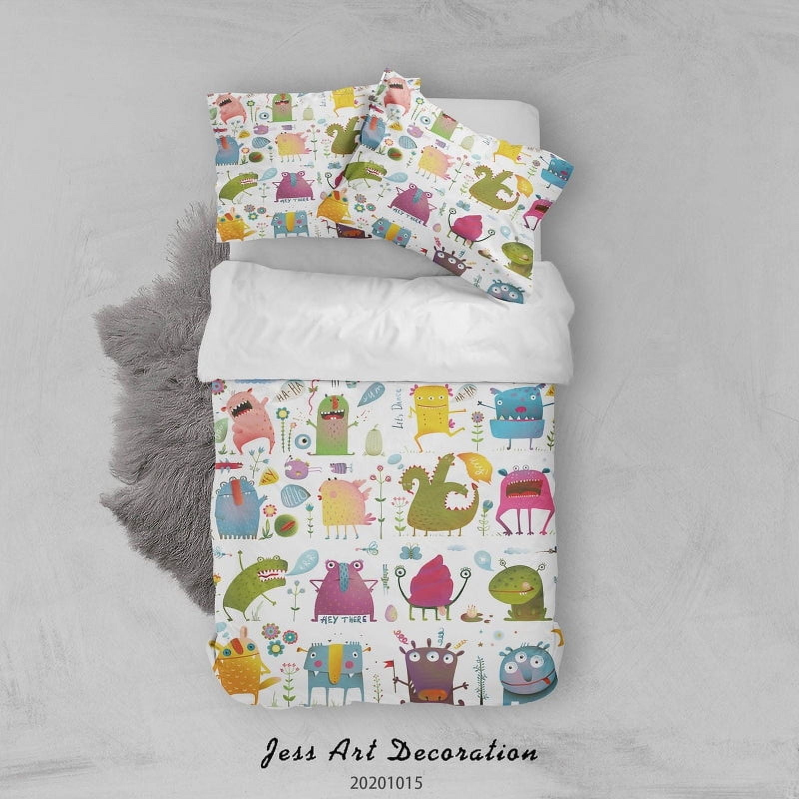 Milsleep - 3d Cartoon Animal Monsters Pattern Quilt Cover Set Bedding Set Duvet Cover