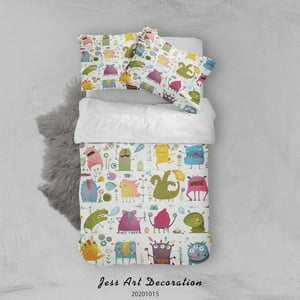 Milsleep - 3D Cartoon Animal Monsters Pattern Quilt Cover Set Bedding Set Duvet Cover