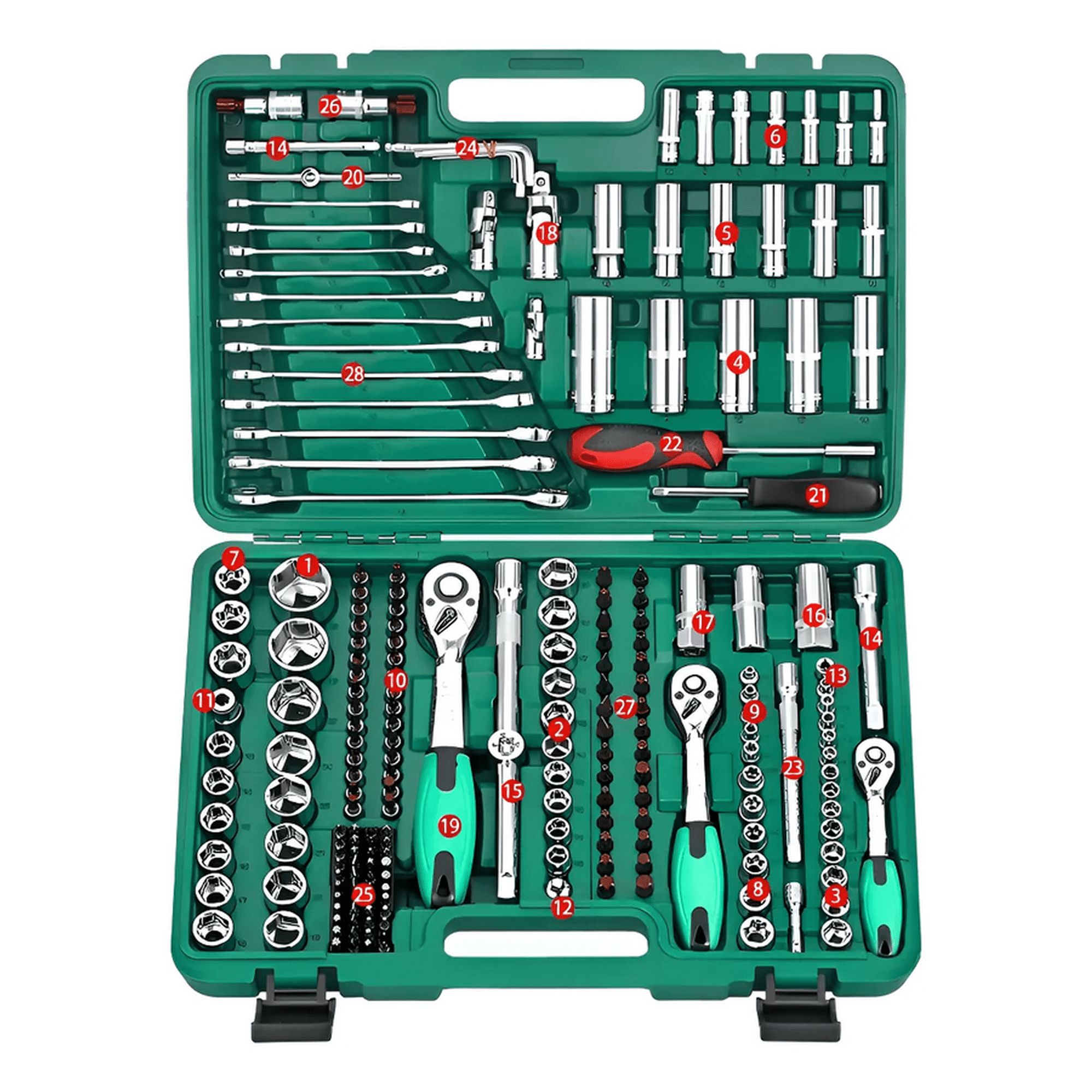 Genérico - Caja De Herramientas Dados Y Llaves 216 Piezas Verde