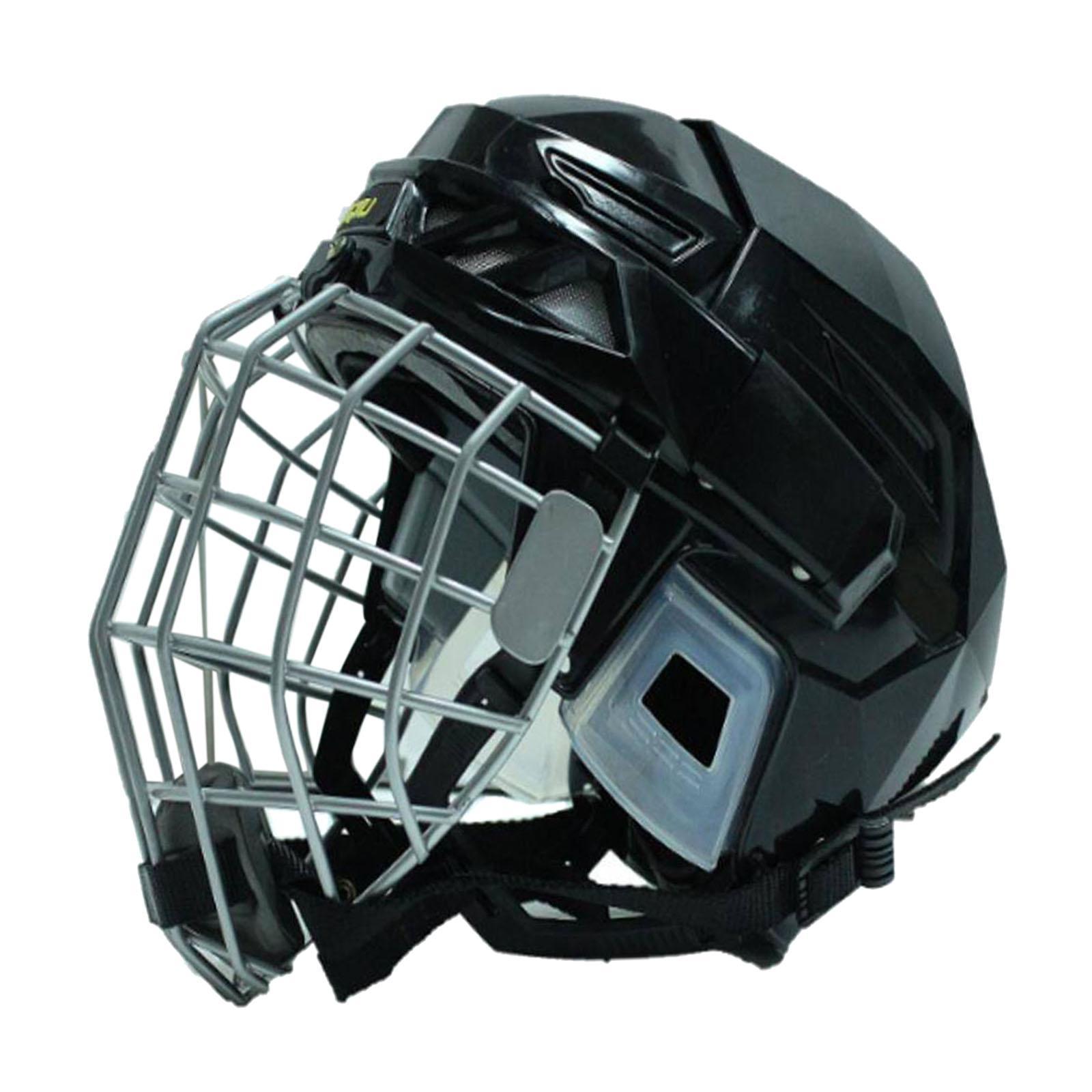Ioensy - Casco De Hockey Negro Con Barbilla Casco De Patinaje Sobre Hielo Para Entrenamiento Competición S