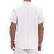 thumbnail image 3 of INSPIRE CHIC Camisas de Regreso a Clases para Hombre Cuello de Punta Manga Corta Botón Abajo Camisas Casuales de Rayas de Lino con Bolsillos 3XL Blanco, 3 of 5