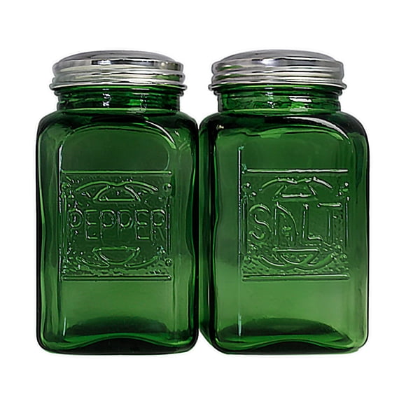 Salero y Pimentero de Vidrio Verde 9 cm – Ritadeshop