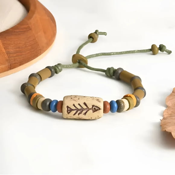 Pulsera de Piedra Natural y Madera Hombre Mujer Moda