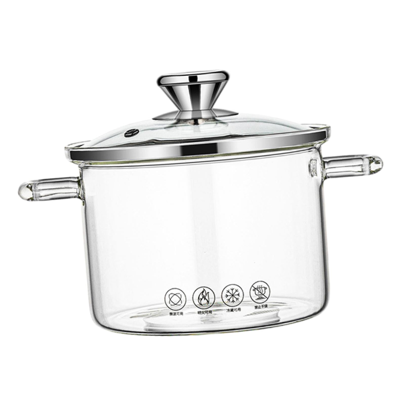 Magideal - Olla De Vidrio Con Tapa, Olla De Cocina Multifunción Cacerola De Vidrio De Borosilicato Resistente Al Calor Con Tapa Olla De Vidrio Transparente Para 1.3l