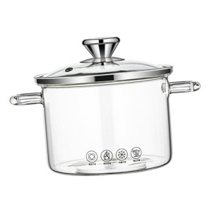 Magideal - Olla De Vidrio Con Tapa, Olla De Cocina Multifunción Cacerola De Vidrio De Borosilicato Resistente Al Calor Con Tapa Olla De Vidrio Transparente Para 1.3L