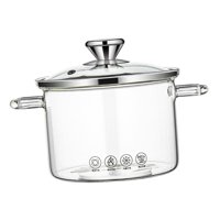 Magideal - Olla De Vidrio Con Tapa, Olla De Cocina Multifunción Cacerola De Vidrio De Borosilicato Resistente Al Calor Con Tapa Olla De Vidrio Transparente Para 1.3L