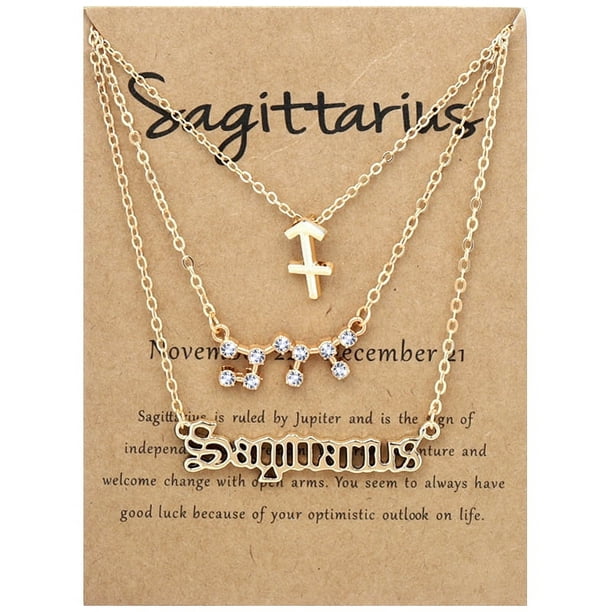 Gorgeous 3-Pack Zodiac Alphabet Symbols Rhinestone Clavicle Chain Necklaces