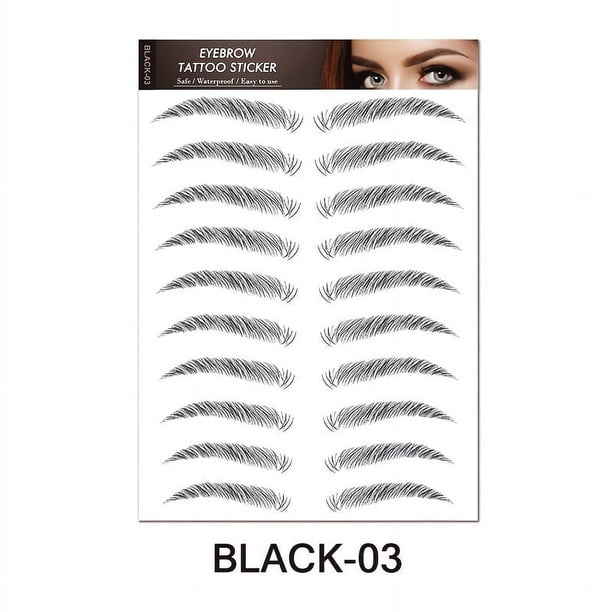1 sheet Long-Lasting 6D Hair-Like Eyebrow Tattoo Stickers - Waterproof Black and Brown Eyebrow Makeup Stickers