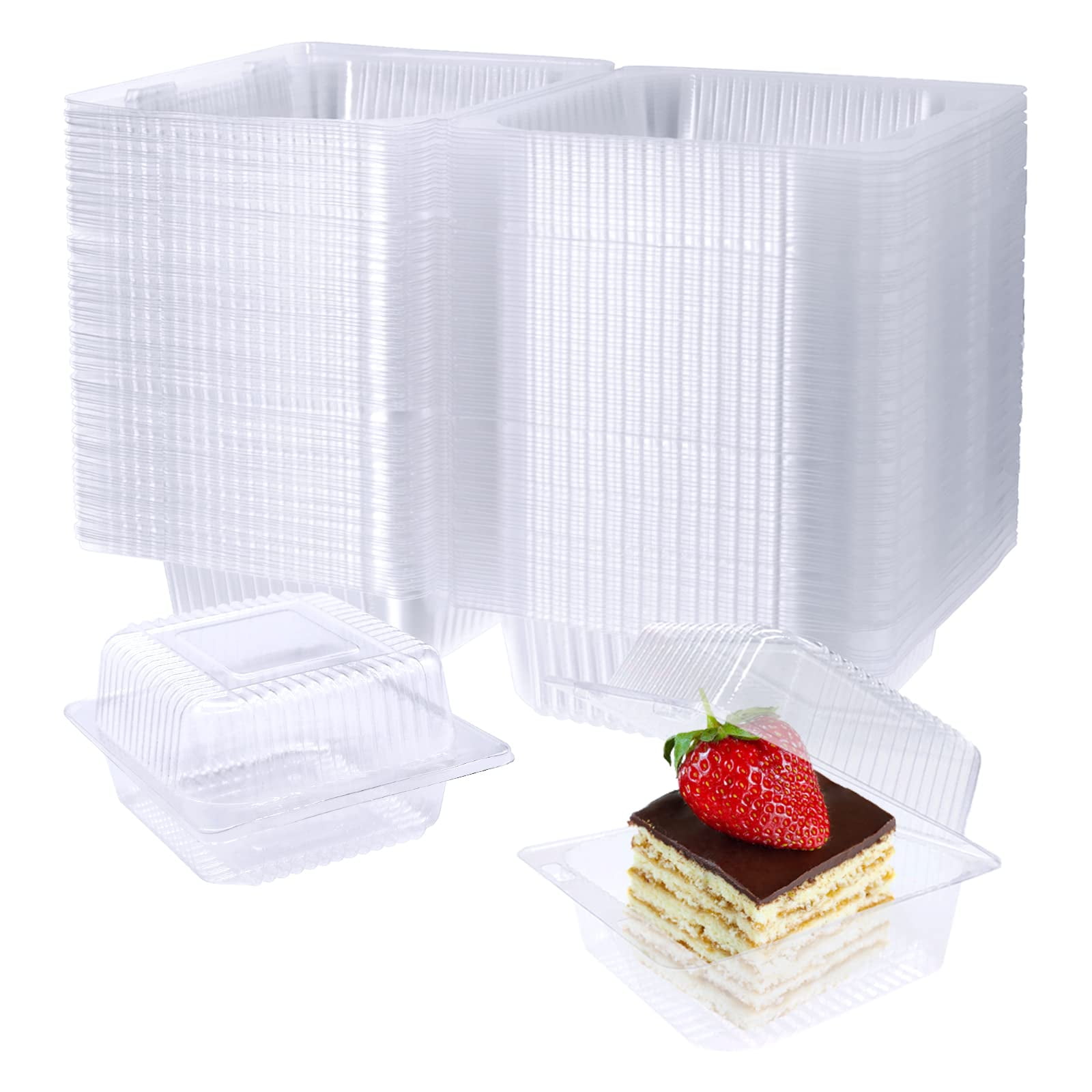 Recipiente Para Alimentos Jizvxe, 100 Unidades, Plástico Transparente, 5,1 X 4,7 X 2,8 Cm, Con Tapa