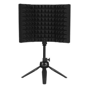 Bothyi - Escudo De Aislamiento De Micrófono, Grabación De Espuma Absorbente De Sonido De Micrófono De 3 Paneles Con Soporte