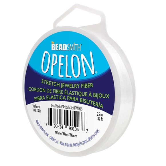 Hilo de Cordón Elástico The Beadsmith Opelon 0.7 mm Blanco, 25 m