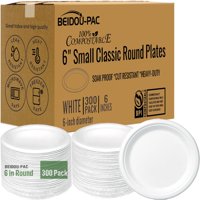 Platos De Papel Desechables Beidou-Pac Compostables De 6 Pulgadas Y 300 Unidades