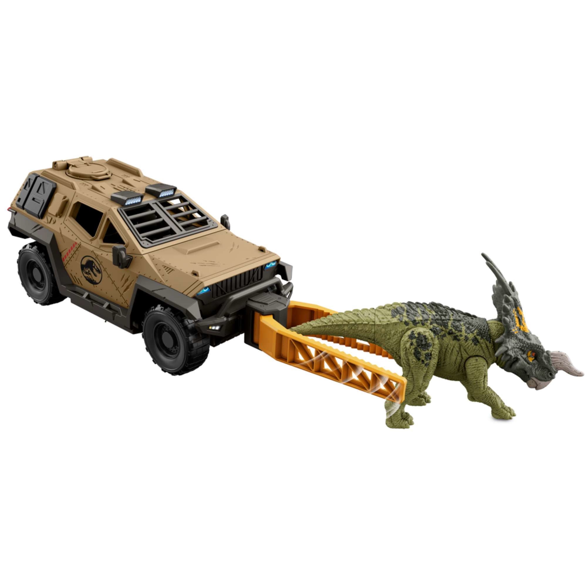 Jurassic World - Figura Dinosaurio Set Camión Misión Mayhem.