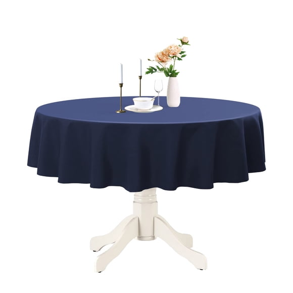 Mantel Romanstile redondo impermeable, 100% poliéster, 70 cm, color azul marino
