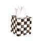 thumbnail image 1 of Funda para caja de pañuelos MACKENZIE-CHILDS en blanco y negro a cuadros cortesanos, 1 of 3