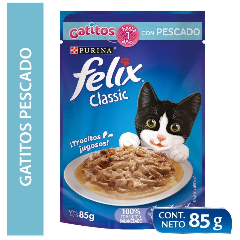 Alimento Húmedo Gatito Sabor Pescado Pouch 85 g Felix