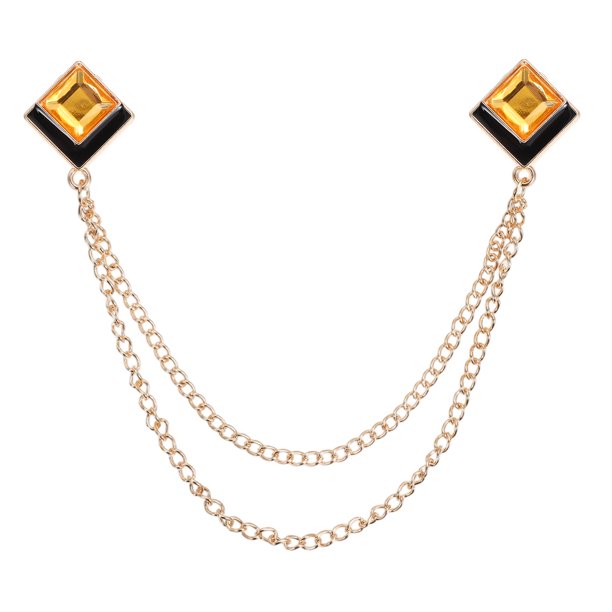 Uxcell Gem Chain Broche Alfileres, Cadena Colgante Broche Traje Alfiler Borla Cuadrado Cristal Insignia Solapa Alfileres de Cuello para Mujeres Hombres Camisas Esmoquin Bufanda, Tono Dorado (Amarillo)
